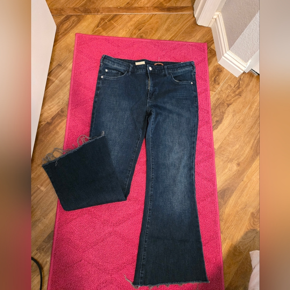 Pilcro and the Letterpress Dark Indigo Flared Jeans
